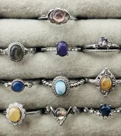 天然石　リング　指輪　まとめ売り　真鍮10本　④