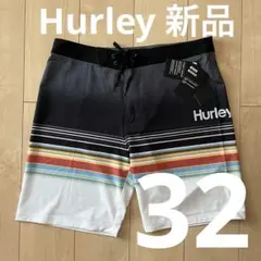 32 Hurley メンズ 水着 ブラック＆ホワイト基調のボーダー
