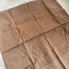 Christian Diorブラウン ロゴパターン ハンカチスカーフ47センチ