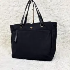 ケイトスペード ナイロン トートバッグ 黒 大容量 通勤 スペードロゴ