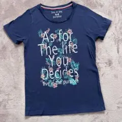 ネイビー プリント Tシャツ M