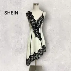 SHEIN シーイン フラワーレース アシメ 裾レース キャミソールワンピース