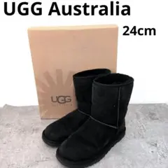 291○⑤ UGG Australia ブラック ムートンブーツ 24 箱付き