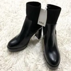 新品未使用　AZUL BY MOUSSY ソックスブーツ　レザー　LL 黒