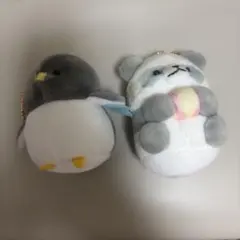 ペンギン パンダ ぬいぐるみキーホルダー 2体セット
