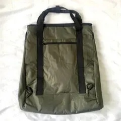2WAYトート リュック 大容量 軽量 リップストップ ナイロン カーキ
