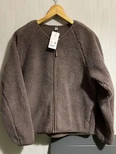新品:【UNIQLO】【ユニクロ】ボアフリース カーディガンL