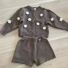 petit main 花モチーフ カーディガン M