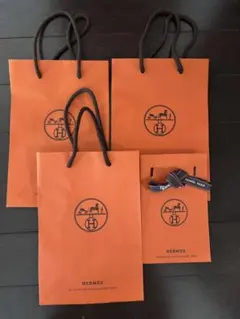 HERMES エルメス ショップ袋 ショッパー 4枚セット リボン付きのサムネイル
