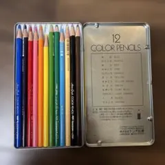 【美品】　色鉛筆　12色　トンボ鉛筆 缶入　NQ CB-NQ12C