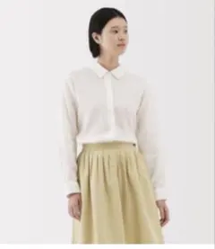 無印良品　リネン　洗いざらし　レギュラーカラー長袖シャツ