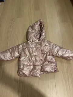 Zara フード付きピンクダウンジャケット