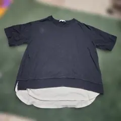 GLOBAL WORK レイヤード風半袖Tシャツ ブラック Mのサムネイル