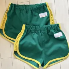 体操服用ショートパンツ 緑と黄色　キリンジ