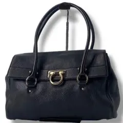 Salvatore Ferragamo ガンチーニ レザー ハンドバッグ 黒