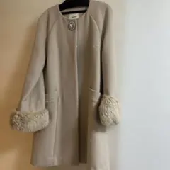 snidel ベージュ ファー付きロングコート