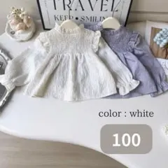 100 フリルデザインブラウス　キッズ　トップス　女の子　春秋　ブラウス 子供