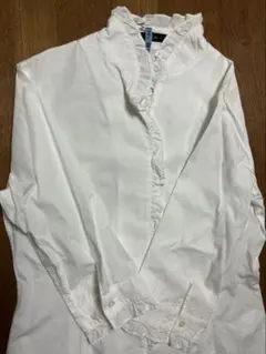 COMME CA ISM フリル付きホワイトシャツ S