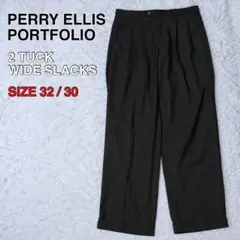 PERRY ELLIS 2タック ワイドスラックス ポリレーヨン 32 90s