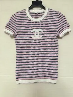 CHANEL BOUTIQUE ロゴ入り 半袖ニット ネイビー - メルカリ