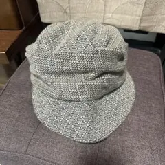 ウール混紡 チェック柄 キャスケット グレー系