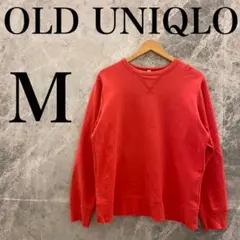 【美品】OLD UNIQLO M トレーナー スウェット レッド 赤 メンズ