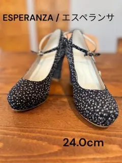 超美品✨️エスペランサ 24cm 小花柄 ストラップ 厚底パンプス メリージェーン