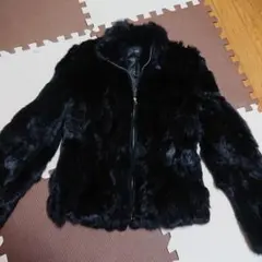 インタープラネット リアル ラビットファー ブルゾン ショートコート