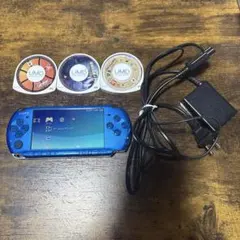 SONY PSP 本体 青 UMDゲーム3本付き　☆使用感ほぼなし
