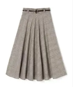 GRL ベルト付きグレンチェックフレアスカート[ac1541] ブラウン