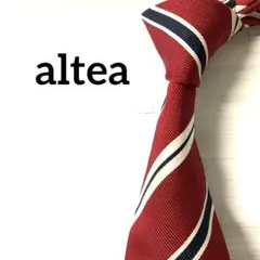 アルテア　altea ネクタイ　レジメンタルストライプ　レッド　ネイビー　綿混のサムネイル