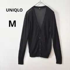 UNIQLO M ブラック ライトVネックカーディガン シアー　長袖