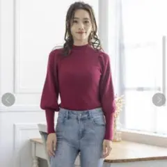 clear パフスリーブリブニット