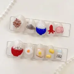 朝食 個性派 3Dパーツ 食べ物モチーフ ネイルチップ
