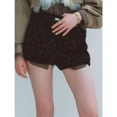 完売品LILYBROWNバリエーションニットショートパンツ ブラック