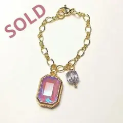 SOLD◆ ハンドメイド ミニ バッグ チャーム キーホルダー チェーン ガラス