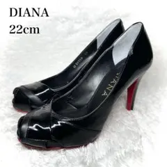 極美品■DIANA【22】オープントゥ リボン レッドソール パンプス ヒールのサムネイル