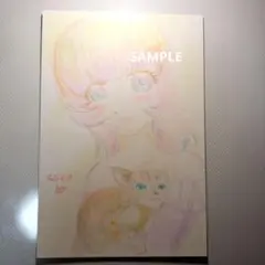 手描きイラスト ピンクのチューリップの少女 オリジナル 手描き一点物