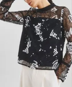 定価3.3万　グレースコンチネンタル　レースフロッキープリント　トップ　ブラウス