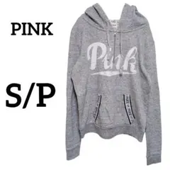 PINK【S/P】グレー フード付きパーカー ハーフジップ