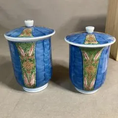 古伊万里の伝統 日本の名窯 源右衛門窯 染錦青彩菊絵 湯呑五個揃 玉