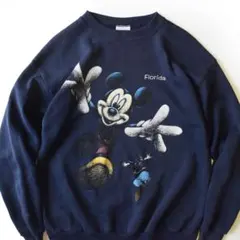 80s 90s usa製　ディズニー　ミッキー　グーフィー　ネイビー　スウェット