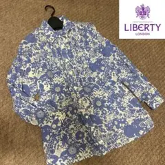 美品 Savoir LIBERTY 花柄 フリル 長袖 ブラウス ブルー系のサムネイル