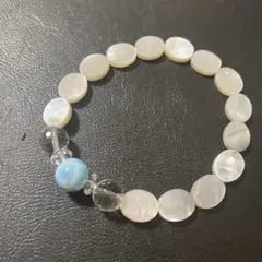 最終値下げ‼️希少綺麗なラリマーと白蝶貝天然石ブレスレット