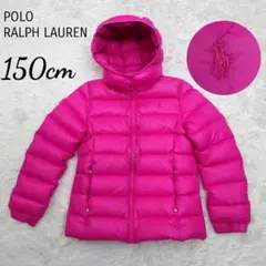 ポロラルフローレン　ダウンジャケット　フード　ロゴ　ピンク