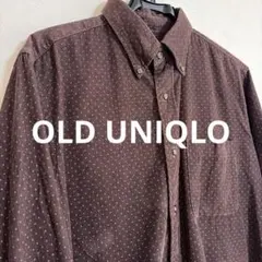 OLD ユニクロドット柄 ボタンダウンシャツコーデュロイＬ