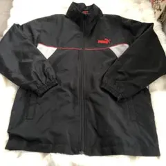 PUMA ジップアップジャケット 黒/赤 裏起毛 140