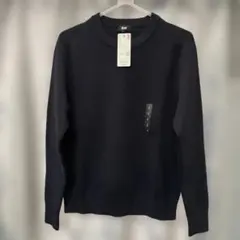 新品未使用　ウォッシャブル　ミラノリブ　クルーネックセーター　ネイビー　S