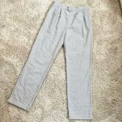 アースミュージックアンドエコロジー グレーチェック柄カジュアルパンツLサイズ