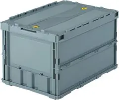 収納ケース 収納ボックス 薄型折りたたみコンテナ ロックフタ付 グレー 50L